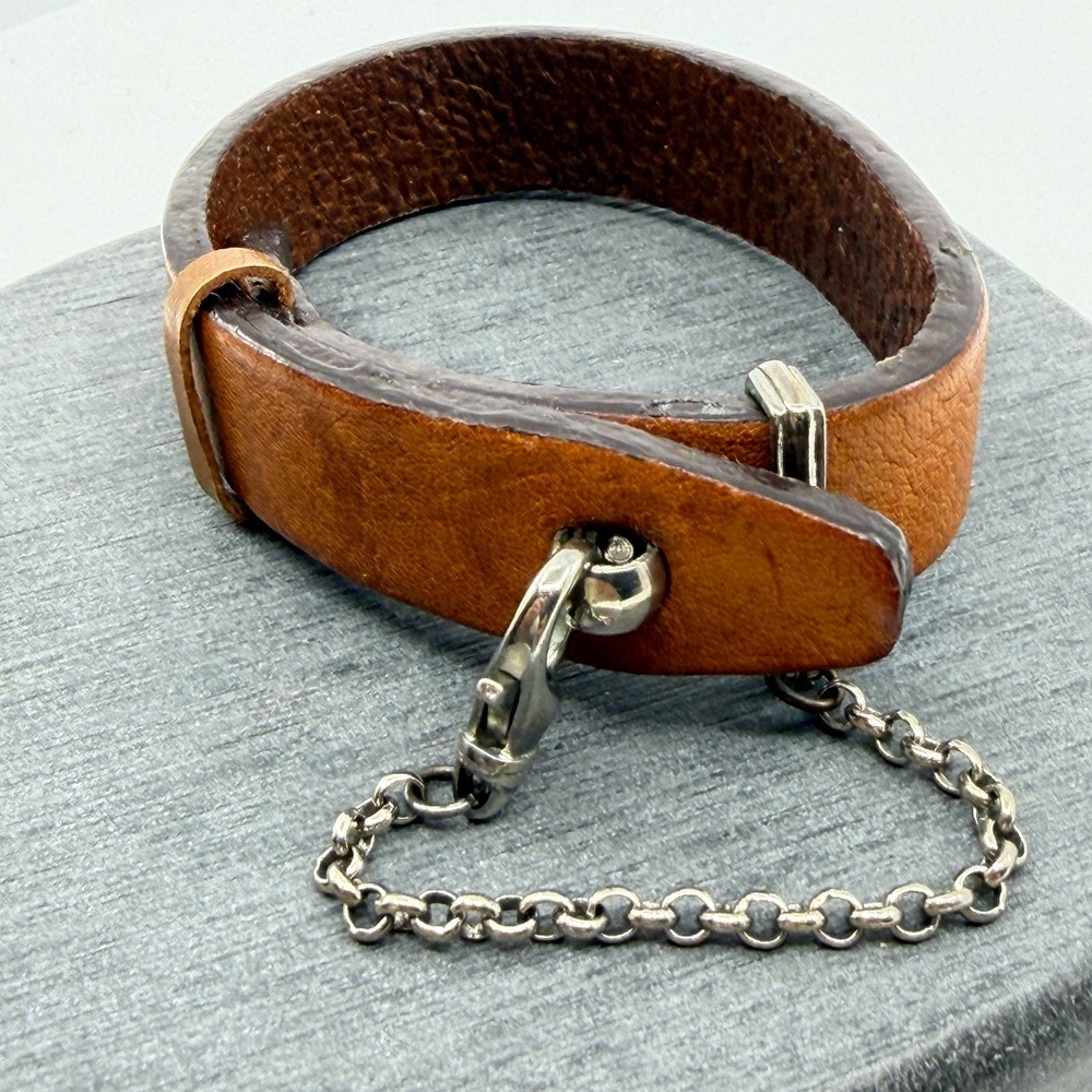 Brown Leather Grunge Charm Bracelet Gothic Chunky Festival Y2K Boho Jewelry - Picture 6 of 13